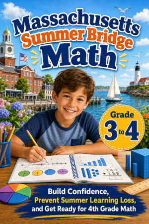 Massachusetts Summer Bridge Grade 3 to 4 Math: 8 Weeks of Daily Practice