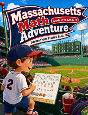 Massachusetts Grade 2 to 3 Summer Math Practice Book: 8 Weeks of Daily Practice Cover