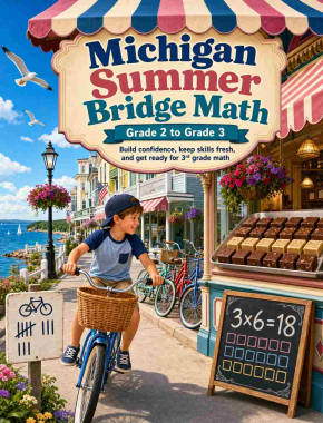 Michigan Summer Bridge Grade 2 to 3 Math: 8 Weeks of Daily Practice Cover