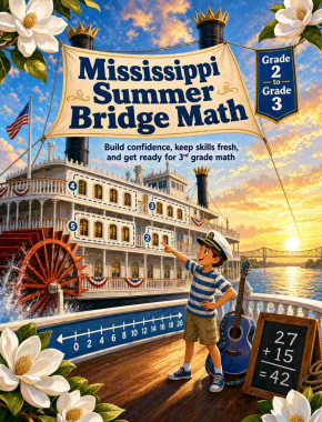 Mississippi Summer Bridge Grade 2 to 3 Math: 8 Weeks of Daily Practice Cover