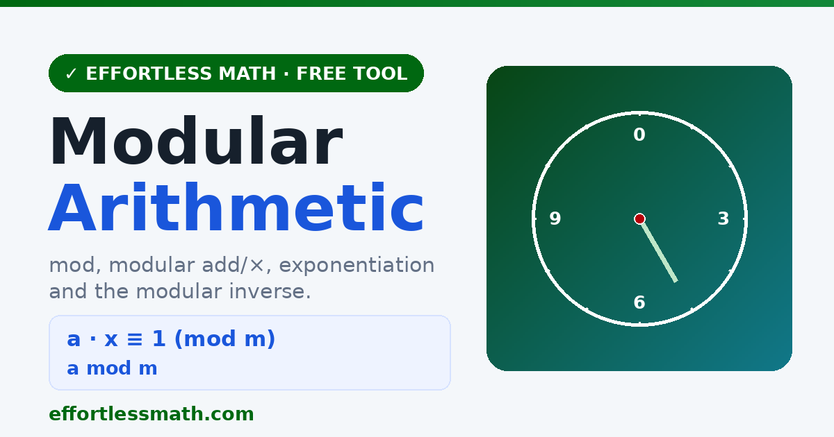 Modular Arithmetic Calculator (mod, Inverse & More) | Effortless Math