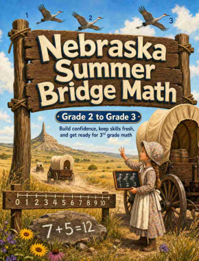 Nebraska Summer Bridge Grade 2 to 3 Math: 8 Weeks of Daily Practice Cover