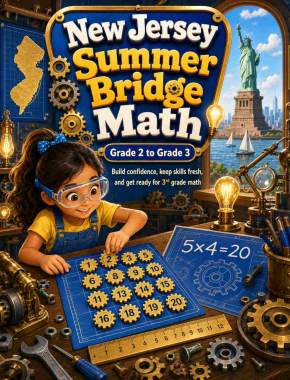 New Jersey Summer Bridge Grade 2 to 3 Math: 8 Weeks of Daily Practice Cover