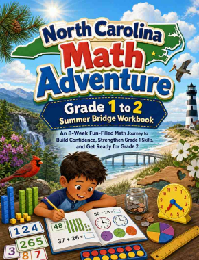 North Carolina Summer Bridge Grade 1 to 2 Math: 8 Weeks of Daily Practice