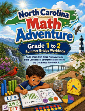 North Carolina Summer Bridge Grade 1 to 2 Math: 8 Weeks of Daily Practice