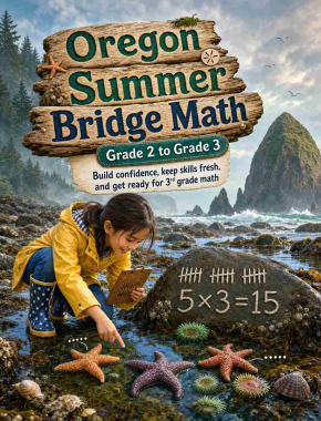 Oregon Summer Bridge Grade 2 to 3 Math: 8 Weeks of Daily Practice Cover