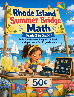 Rhode Island Summer Bridge Grade 2 to 3 Math: 8 Weeks of Daily Practice