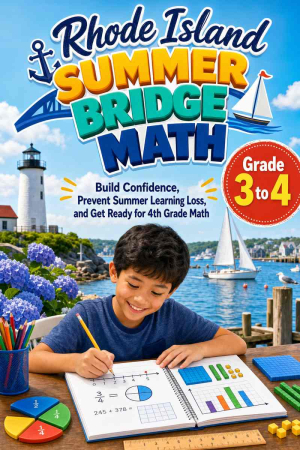 Rhode Island Summer Bridge Grade 3 to 4 Math: 8 Weeks of Daily Practice