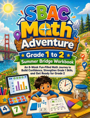 SBAC Summer Bridge Grade 1 to 2 Math: 8 Weeks of Daily Practice