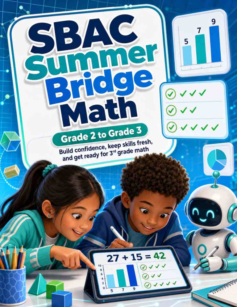 SBAC Summer Bridge Grade 2 to 3 Math: 8 Weeks of Daily Practice cover