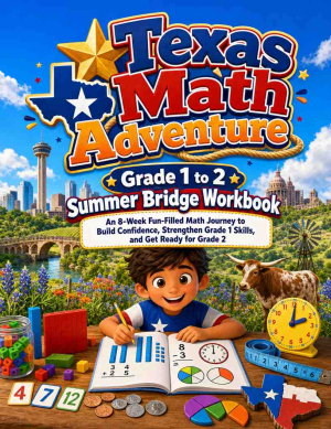 Texas Summer Bridge Grade 1 to 2 Math: 8 Weeks of Daily Practice