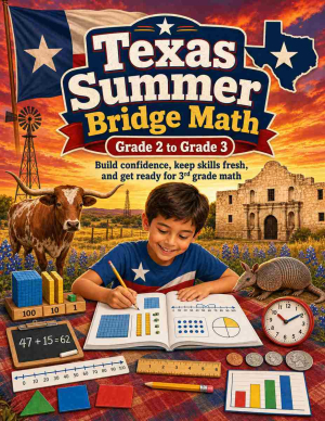 Texas Summer Bridge Grade 2 to 3 Math: 8 Weeks of Daily Practice