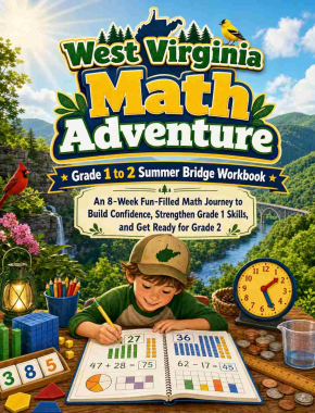 West Virginia Summer Bridge Grade 1 to 2 Math: 8 Weeks of Daily Practice