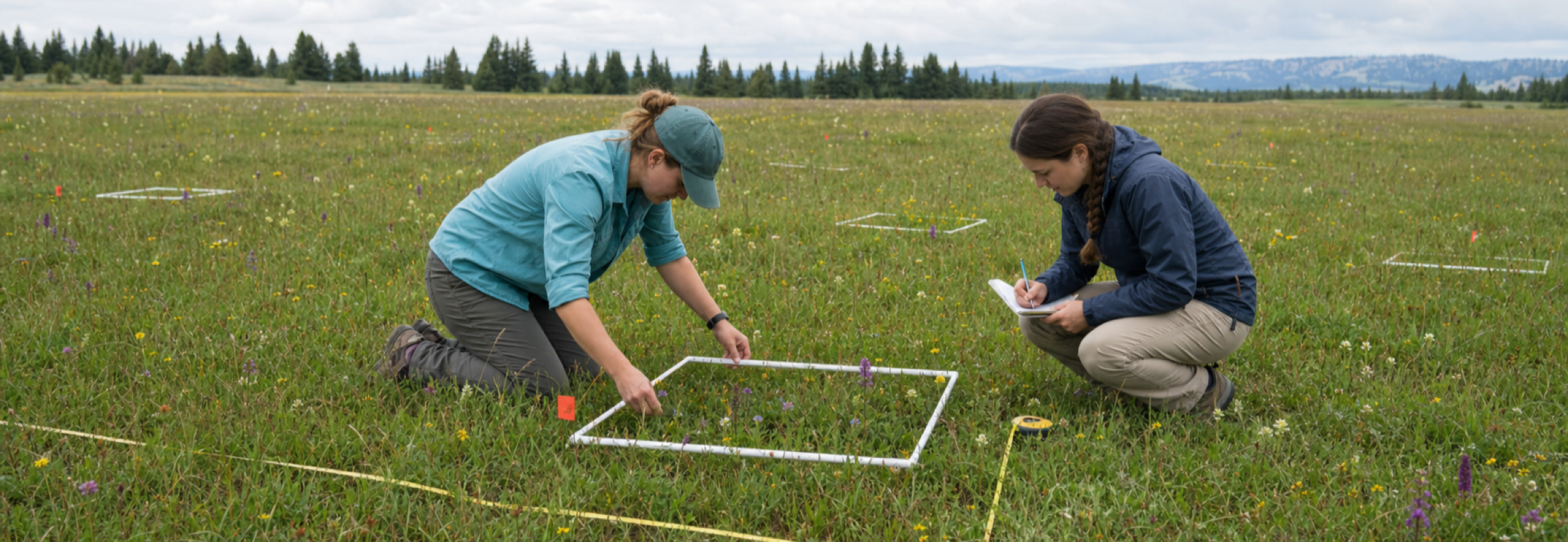 Quadrat sampling diagram showing repeated square samples across a habitat