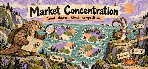 Pangolin cartographer and ibex scout examine patchwork share islands, entry and rivalry in an original paper-collage comic.