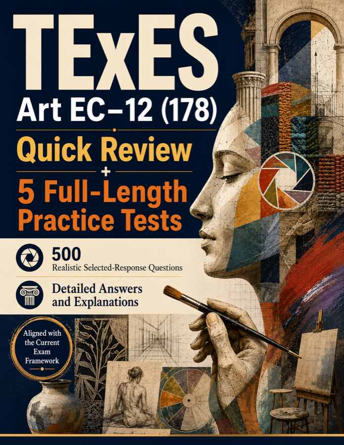 TExES Art EC-12 (178): Quick Review + 5 Full-Length Practice Tests cover