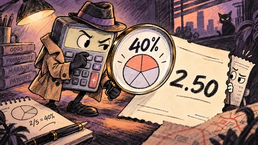 Hand-drawn calculator detective reveals that decimal betting odds of 2.50 imply a 40% probability.
