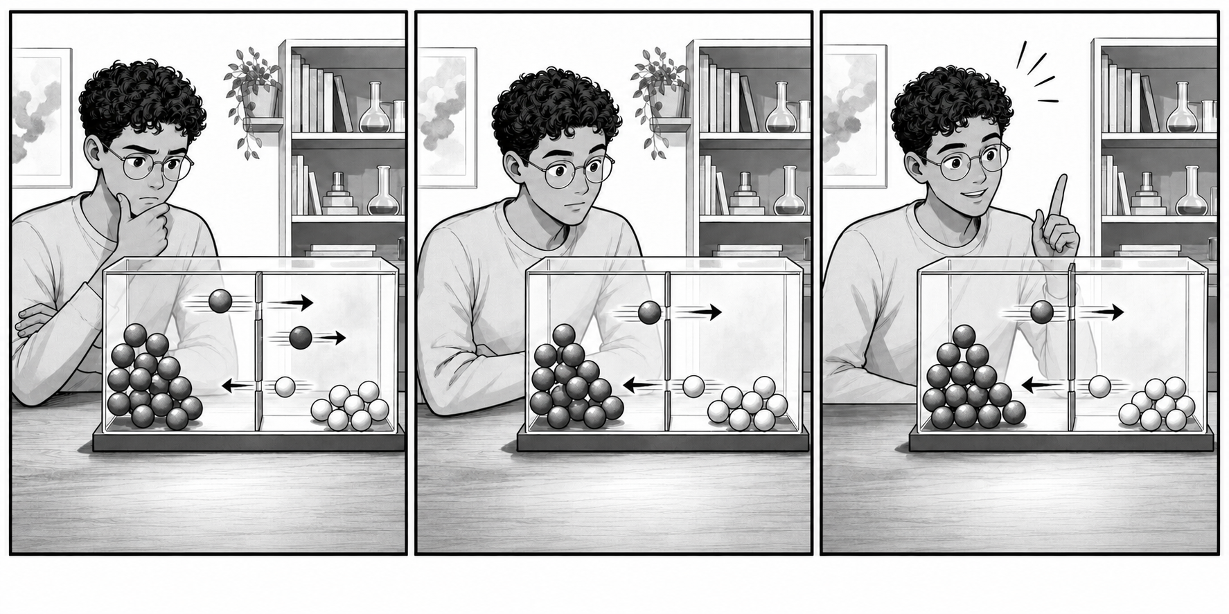 A dynamic-equilibrium illustration shows opposing processes continuing at equal rates.