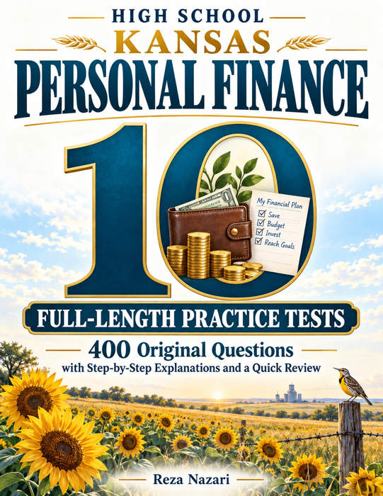 10 Full-Length Kansas Personal Finance Practice Tests cover