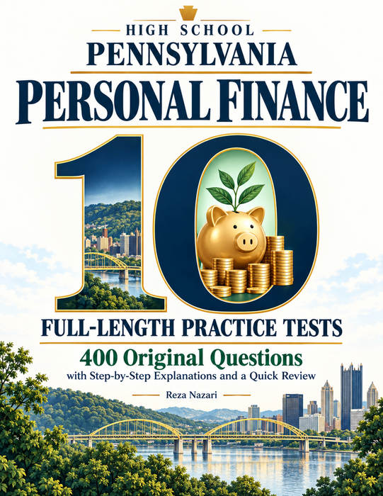 10 Full-Length Pennsylvania Personal Finance Practice Tests cover