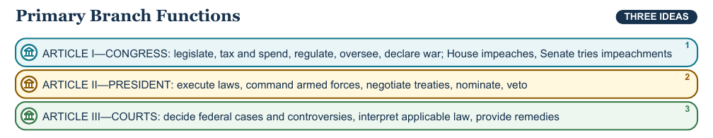 Teaching visual 1 for Legislative, Executive, and Judicial Branches