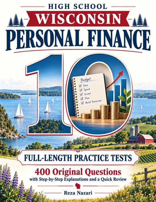 10 Full-Length Wisconsin Personal Finance Practice Tests cover