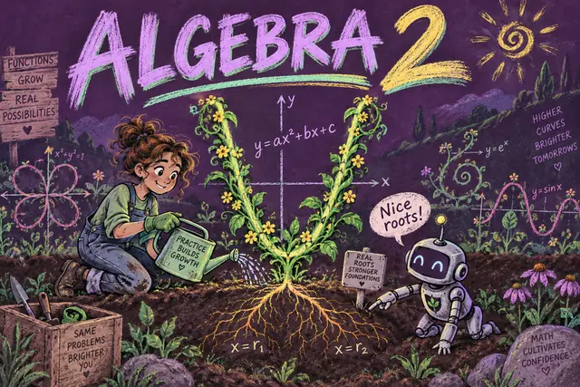 A student and robot grow a parabola plant with visible roots.