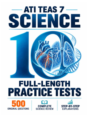 ATI TEAS 7 Science: 10 Full-Length Practice Tests book cover