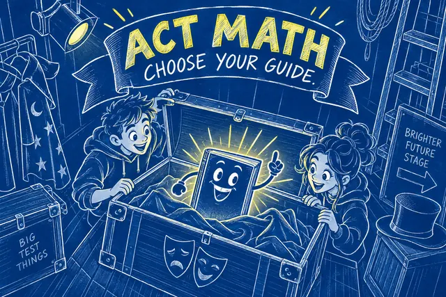 ACT MATH CHOOSE YOUR GUIDE — original handwritten comic illustration.