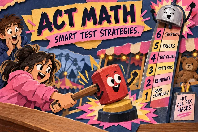 ACT MATH SMART TEST STRATEGIES — original handwritten comic illustration.