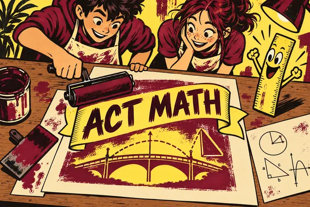 ACT MATH — original handwritten comic illustration.