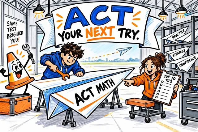 ACT YOUR NEXT TRY — original handwritten comic illustration.