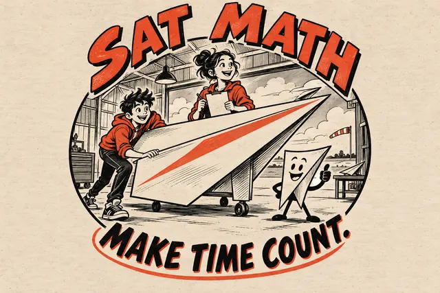 SAT MATH MAKE TIME COUNT — original handwritten comic illustration.