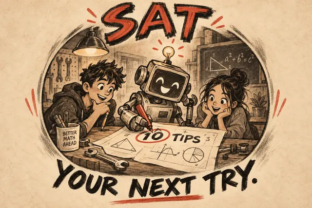 SAT YOUR NEXT TRY — original handwritten comic illustration.