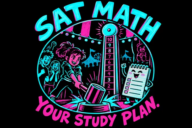 SAT MATH YOUR STUDY PLAN — original handwritten comic illustration.