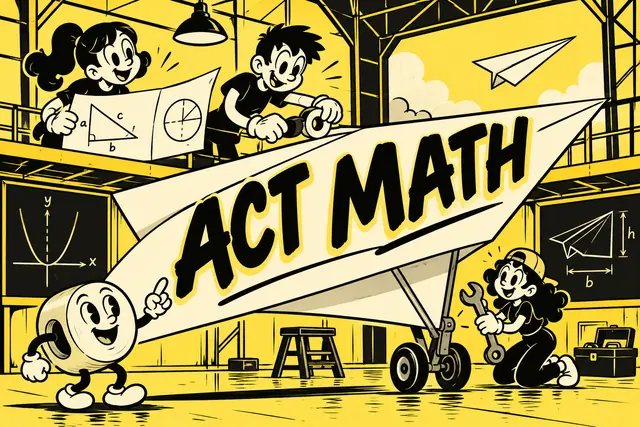 ACT MATH — original handwritten comic illustration.