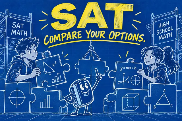 SAT COMPARE YOUR OPTIONS — original handwritten comic illustration.