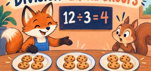 Twelve cookies shared into three equal groups of four
