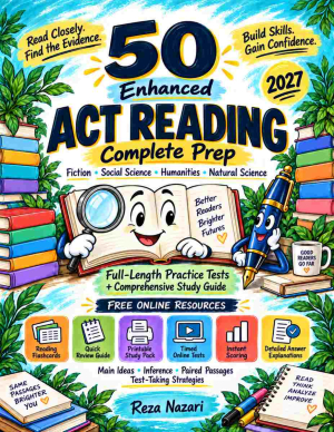 Enhanced ACT Reading Complete Prep book cover: 50 full-length practice tests