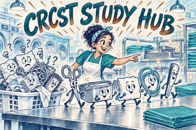 CRCST STUDY HUB — original handwritten comic illustration.