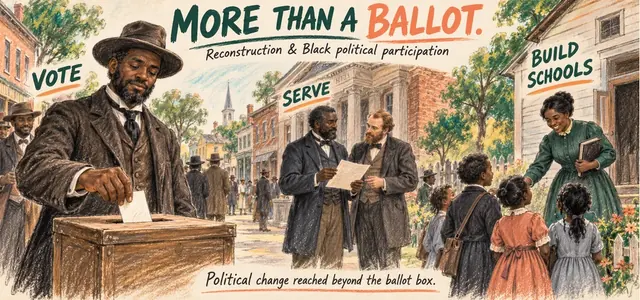CLEP U.S. History I 107: Reconstruction Governments and Black Political Participation — approved existing illustration.