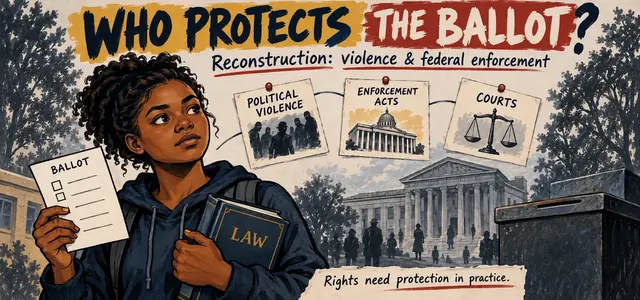 CLEP U.S. History I 108: White Supremacist Violence and Federal Enforcement — approved existing illustration.