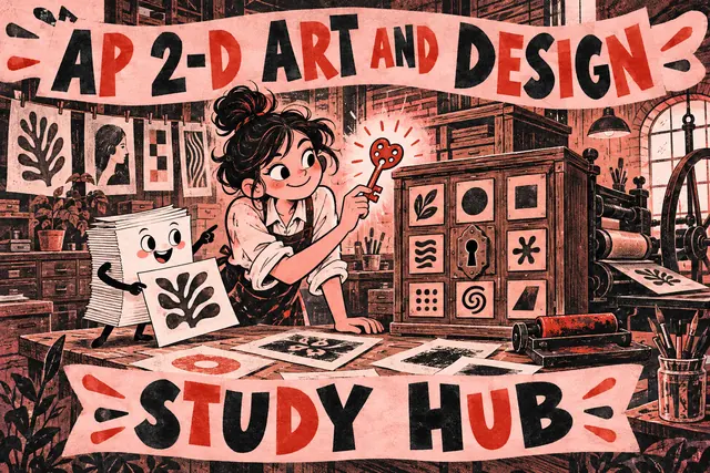 AP 2-D ART AND DESIGN STUDY HUB — original handwritten comic illustration.