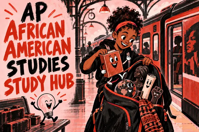 AP AFRICAN AMERICAN STUDIES STUDY HUB — original handwritten comic illustration.