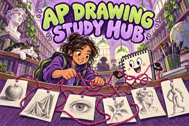 AP DRAWING STUDY HUB — original handwritten comic illustration.