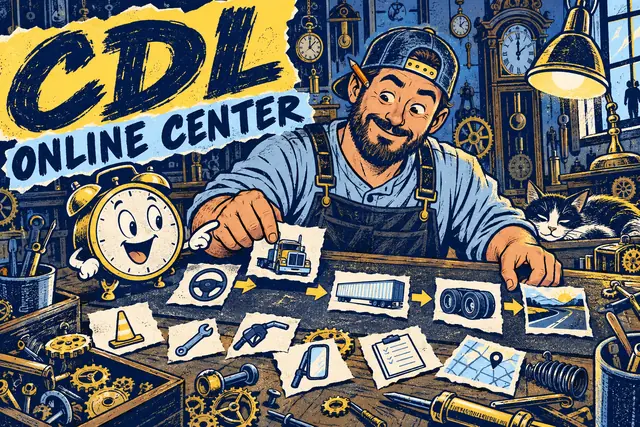 CDL ONLINE CENTER — original handwritten comic illustration.