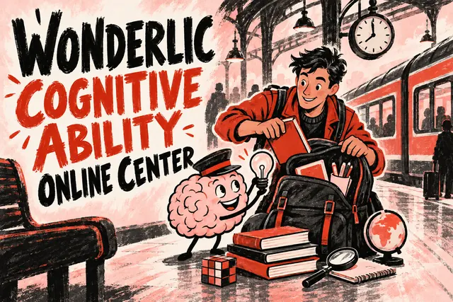 WONDERLIC COGNITIVE ABILITY ONLINE CENTER — original handwritten comic illustration.