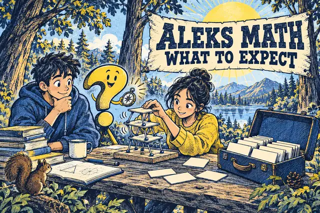 ALEKS MATH WHAT TO EXPECT — original handwritten comic illustration.