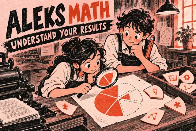 ALEKS MATH UNDERSTAND YOUR RESULTS — original handwritten comic illustration.