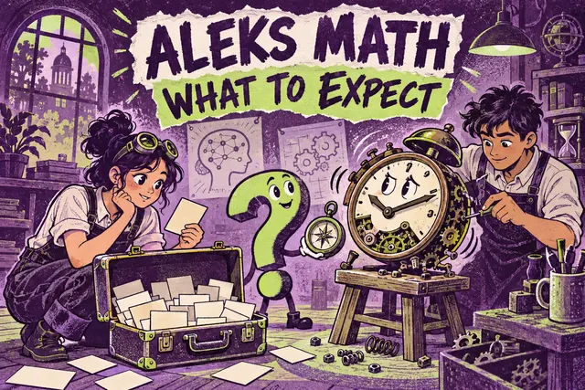 ALEKS MATH WHAT TO EXPECT — original handwritten comic illustration.